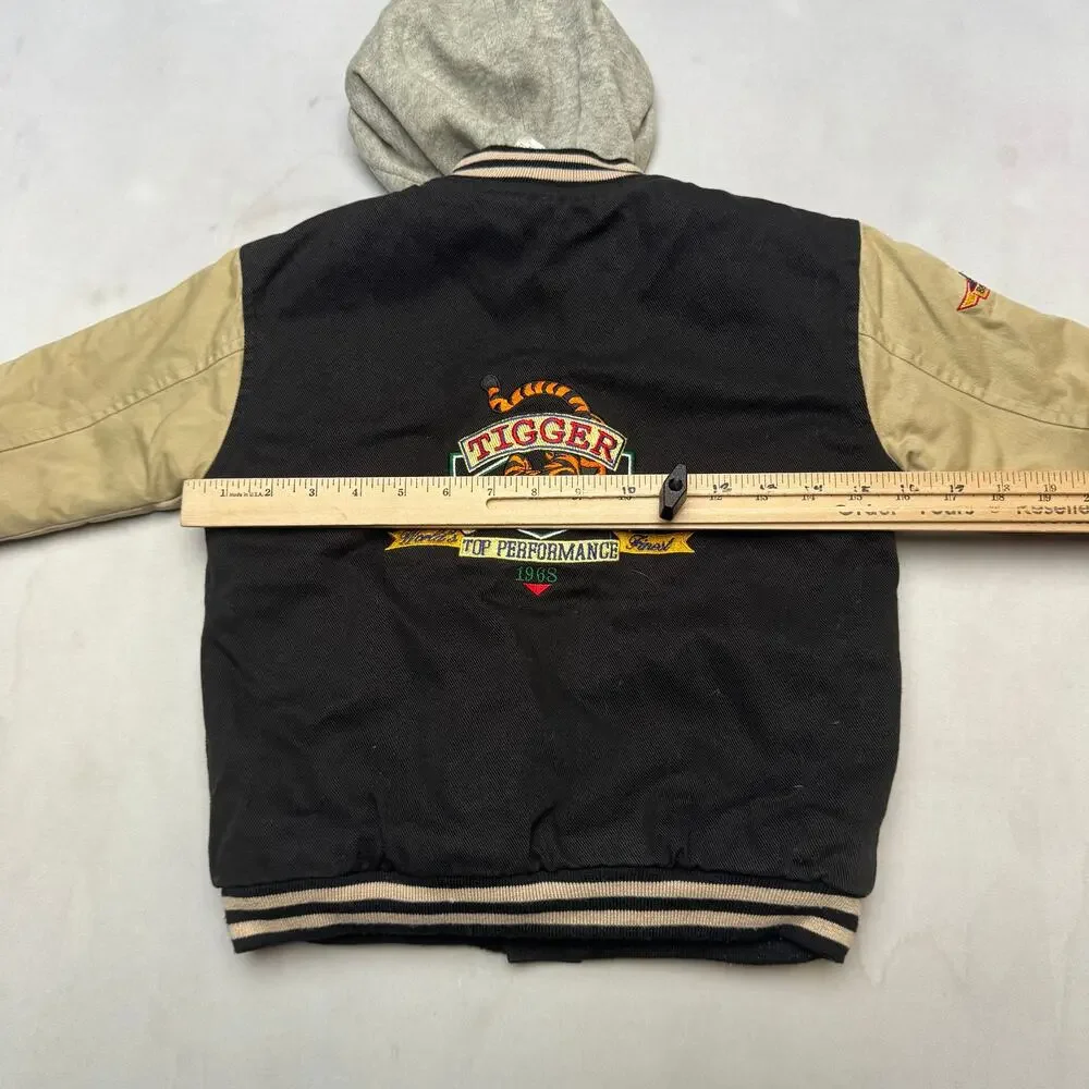 Vintage 90s Disney Store Tigger Varsity Canvas Hooded Jacket Toddler XXS 2/3